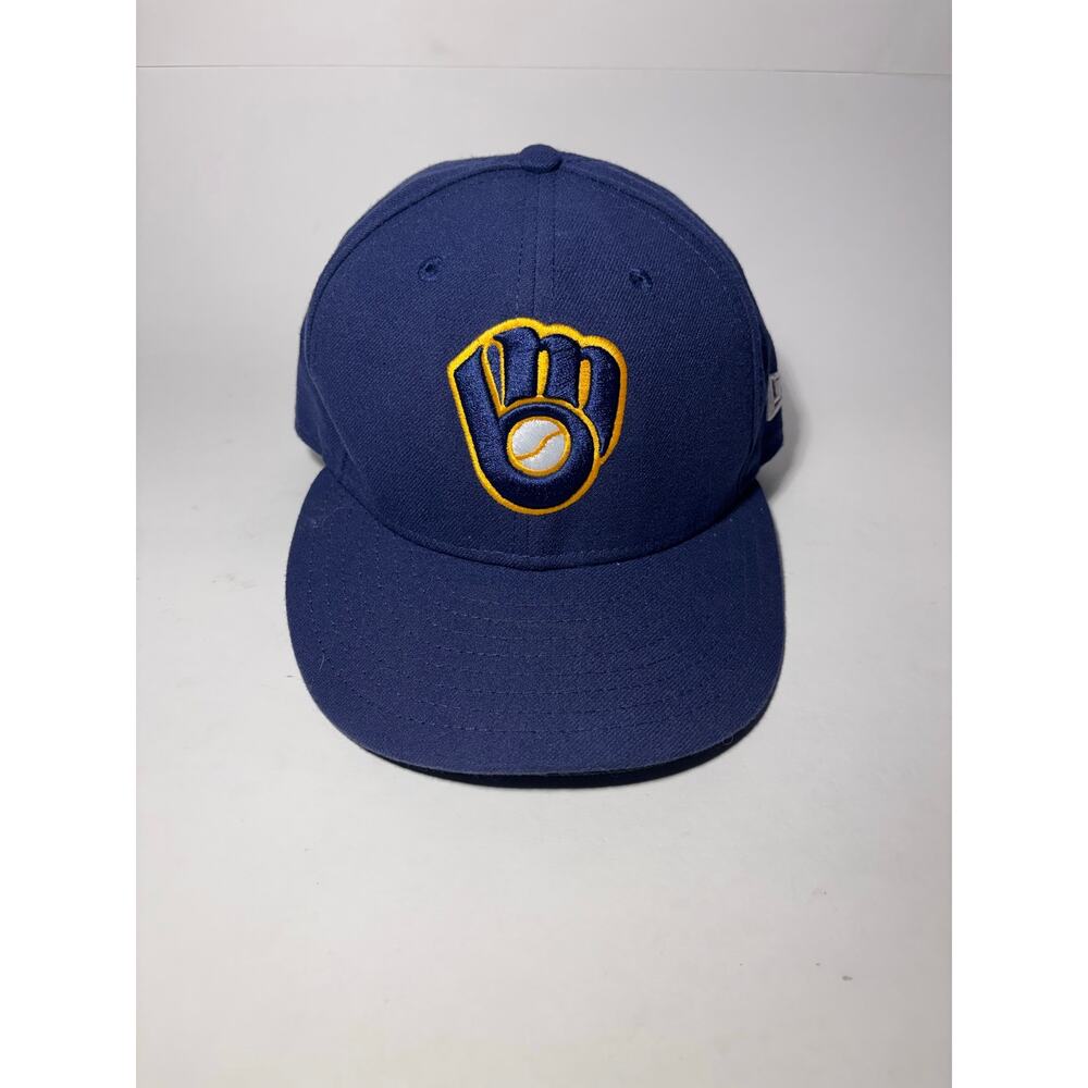 New Era 59Fifty Men's Hat MLB Milwaukee Brewers Alternate Fitted Navy Blue Cap 7